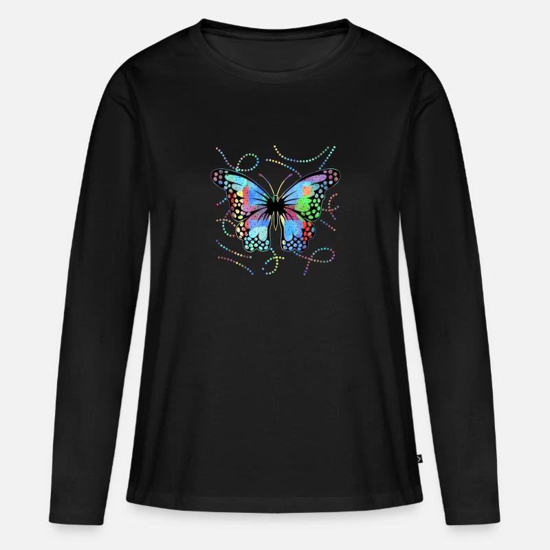 Schmetterling - Frauen Premium Bio Langarmshirt - Schwarz