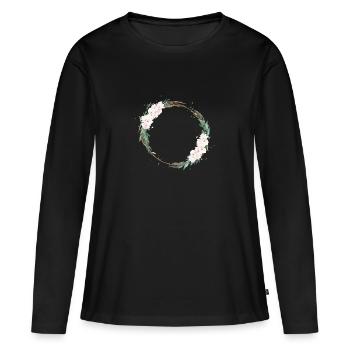 Cercle de fleurs Boho Beachy - T-shirt manches longues Premium bio Femme - noir - Devant - Julia (174cm)