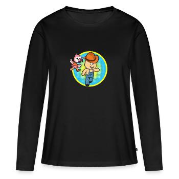 Flamingo poursuit Hick - T-shirt manches longues Premium bio Femme - noir - Devant - Julia (174cm)