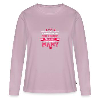 les plus importants m'appellent MAMY - T-shirt manches longues Premium bio Femme - rose poudré - Devant - Julia (174cm)