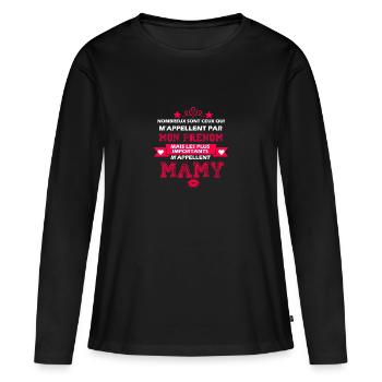 les plus importants m'appellent MAMY - T-shirt manches longues Premium bio Femme - noir - Devant - Julia (174cm)