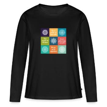 ACCORDS TOLTEQUES - T-shirt manches longues Premium bio Femme - noir - Devant - Julia (174cm)
