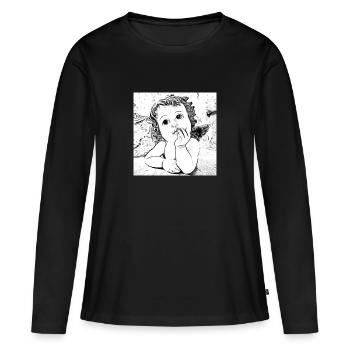 ange - T-shirt manches longues Premium bio Femme - noir - Devant - Julia (174cm)