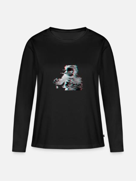 Glitch Astronaut - Frauen Premium Bio Langarmshirt - Schwarz