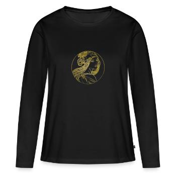 Icône art nouveau en or - T-shirt manches longues Premium bio Femme - noir - Devant - Julia (174cm)
