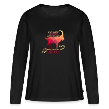 Je préfère juste fréquenter les chèvres - T-shirt manches longues Premium bio Femme - noir - Devant - Julia (174cm)