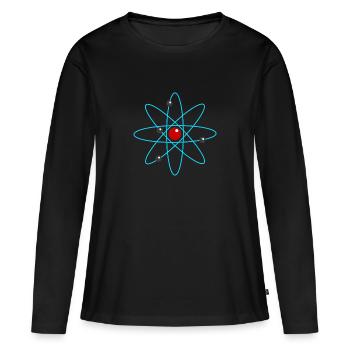 atom - Women's Premium Organic Long Sleeve Shirt - black - Front - Julia (174cm)