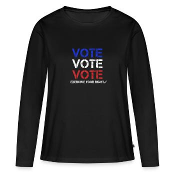 Vote Vote Vote - T-shirt manches longues Premium bio Femme - noir - Devant - Julia (174cm)