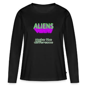 ALIENS Les extraterrestres font la différence sans extraterrestre - T-shirt manches longues Premium bio Femme - noir - Devant - Julia (174cm)