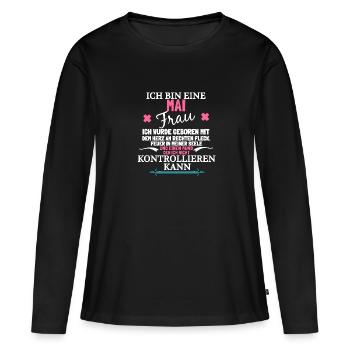 Ich bin eine Mai Frau - Frauen Premium Bio Langarmshirt - Schwarz - Vorne - Julia (174cm)