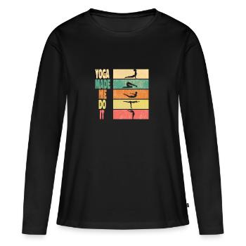 Yoga lustig | Lustiger Yoga - Frauen Premium Bio Langarmshirt - Schwarz - Vorne - Julia (174cm)