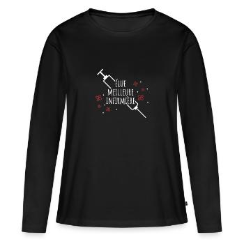Élue meilleure infirmière - T-shirt manches longues Premium bio Femme - noir - Devant - Julia (174cm)