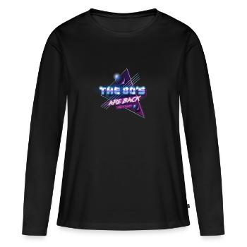 Les années 80 sont de retour - T-shirt manches longues Premium bio Femme - noir - Devant - Julia (174cm)