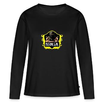 Ninja - T-shirt manches longues Premium bio Femme - noir - Devant - Julia (174cm)
