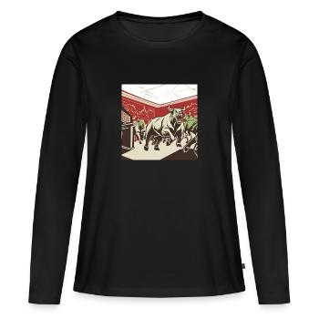 Bourse - T-shirt manches longues Premium bio Femme - noir - Devant - Julia (174cm)