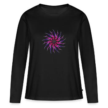 Roue de vie - T-shirt manches longues Premium bio Femme - noir - Devant - Julia (174cm)