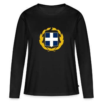Greek emblem - T-shirt manches longues Premium bio Femme - noir - Devant - Julia (174cm)