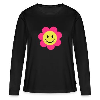 Blume - Frauen Premium Bio Langarmshirt - Schwarz - Vorne - Julia (174cm)