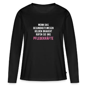 Pflegekraft - Frauen Premium Bio Langarmshirt - Schwarz - Vorne - Julia (174cm)