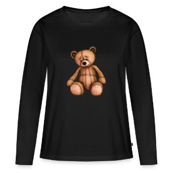 Teddybär - Frauen Premium Bio Langarmshirt - Schwarz - Vorne - Julia (174cm)