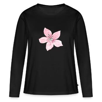 Blüte - Frauen Premium Bio Langarmshirt - Schwarz - Vorne - Julia (174cm)