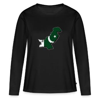 Pakistan - T-shirt manches longues Premium bio Femme - noir - Devant - Julia (174cm)