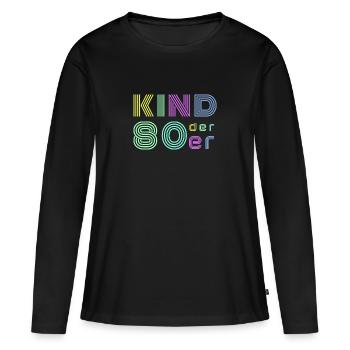Child 80s retro neon theme party eighties party - Women's Premium Organic Long Sleeve Shirt - black - Front - Julia (174cm)
