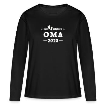 Ich werde Oma 2023 Babyfüße - Enkel Enkelkind - Frauen Premium Bio Langarmshirt - Schwarz - Vorne - Julia (174cm)