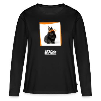 Petit animal mignon. Petit c’est beau. - T-shirt manches longues Premium bio Femme - noir - Devant - Julia (174cm)
