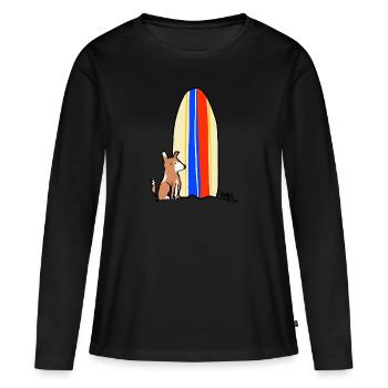 Chien avec planche - T-shirt manches longues Premium bio Femme - noir - Devant - Julia (174cm)