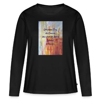 Chaque jour, meilleur jour, ma journée - T-shirt manches longues Premium bio Femme - noir - Devant - Julia (174cm)