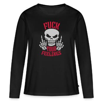 Squelette baise tes sentiments - T-shirt manches longues Premium bio Femme - noir - Devant - Julia (174cm)