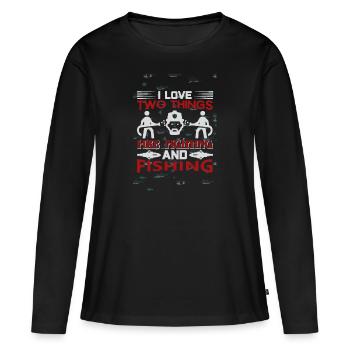 Pompiers | Héros | Profession risquée - T-shirt manches longues Premium bio Femme - noir - Devant - Julia (174cm)
