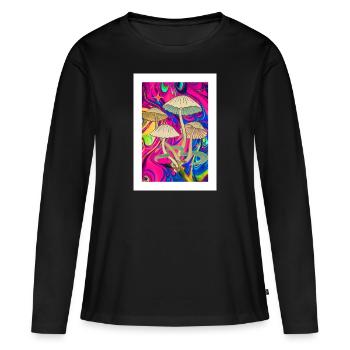 Champignon Trippy - T-shirt manches longues Premium bio Femme - noir - Devant - Julia (174cm)