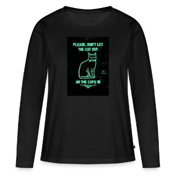 Cope cat - Frauen Premium Bio Langarmshirt - Schwarz - Vorne - Julia (174cm)
