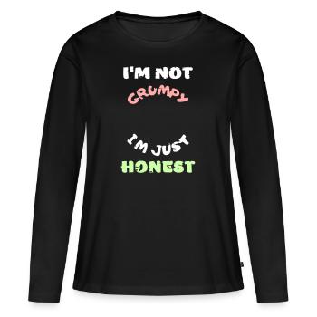 Drôle grincheux lunatique colère honnête vecteur - T-shirt manches longues Premium bio Femme - noir - Devant - Julia (174cm)