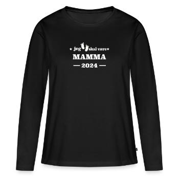 Ich werde Mama 2024 mit Babyfüßen - Frauen Premium Bio Langarmshirt - Schwarz - Vorne - Julia (174cm)