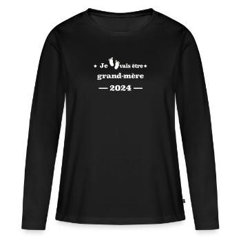 Je vais être grand mère2024 - T-shirt manches longues Premium bio Femme - noir - Devant - Julia (174cm)
