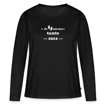 Je vais être tante2024 - T-shirt manches longues Premium bio Femme - noir - Devant - Julia (174cm)