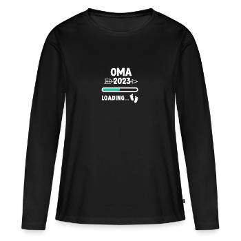 Ich werde Oma 2023 Babyfüße - Enkel Enkelkind - Frauen Premium Bio Langarmshirt - Schwarz - Vorne - Julia (174cm)