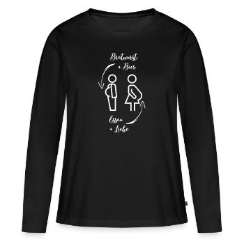 Bierbauch und Schwangerschaftsbauch - Dicker Bauch - Frauen Premium Bio Langarmshirt - Schwarz - Vorne - Julia (174cm)