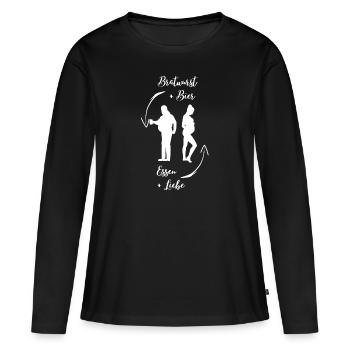 Bierbauch und Schwangerschaftsbauch - Dicker Bauch - Frauen Premium Bio Langarmshirt - Schwarz - Vorne - Julia (174cm)