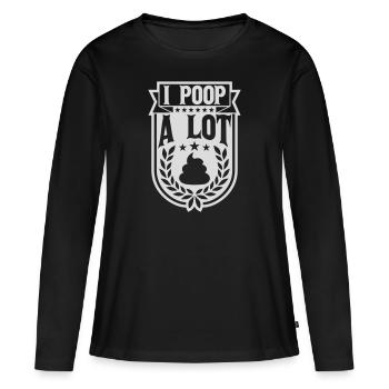 Je fais beaucoup caca - T-shirt manches longues Premium bio Femme - noir - Devant - Julia (174cm)