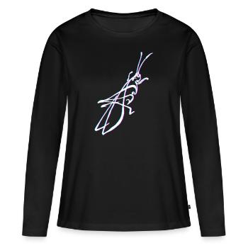 Sauterelle brillante - T-shirt manches longues Premium bio Femme - noir - Devant - Julia (174cm)