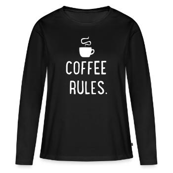 Règles du café - T-shirt manches longues Premium bio Femme - noir - Devant - Julia (174cm)