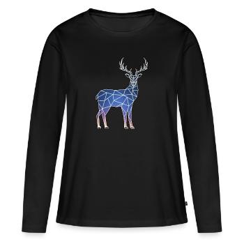 Cerfs et ciel nocturne - T-shirt manches longues Premium bio Femme - noir - Devant - Julia (174cm)