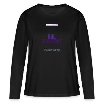 #pronounsarebeautiful ul/neutre - T-shirt manches longues Premium bio Femme - noir - Devant - Julia (174cm)