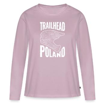 T-shirt VTT Trailhead Pologne - T-shirt manches longues Premium bio Femme - rose poudré - Devant - Julia (174cm)