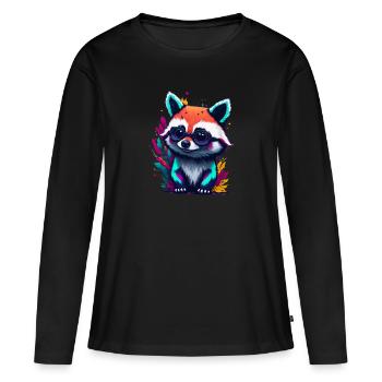 Raton laveur 1 - T-shirt manches longues Premium bio Femme - noir - Devant - Julia (174cm)