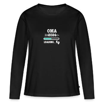 Ich werde Oma 2024 Babyfüße - Enkel Enkelkind - Frauen Premium Bio Langarmshirt - Schwarz - Vorne - Julia (174cm)